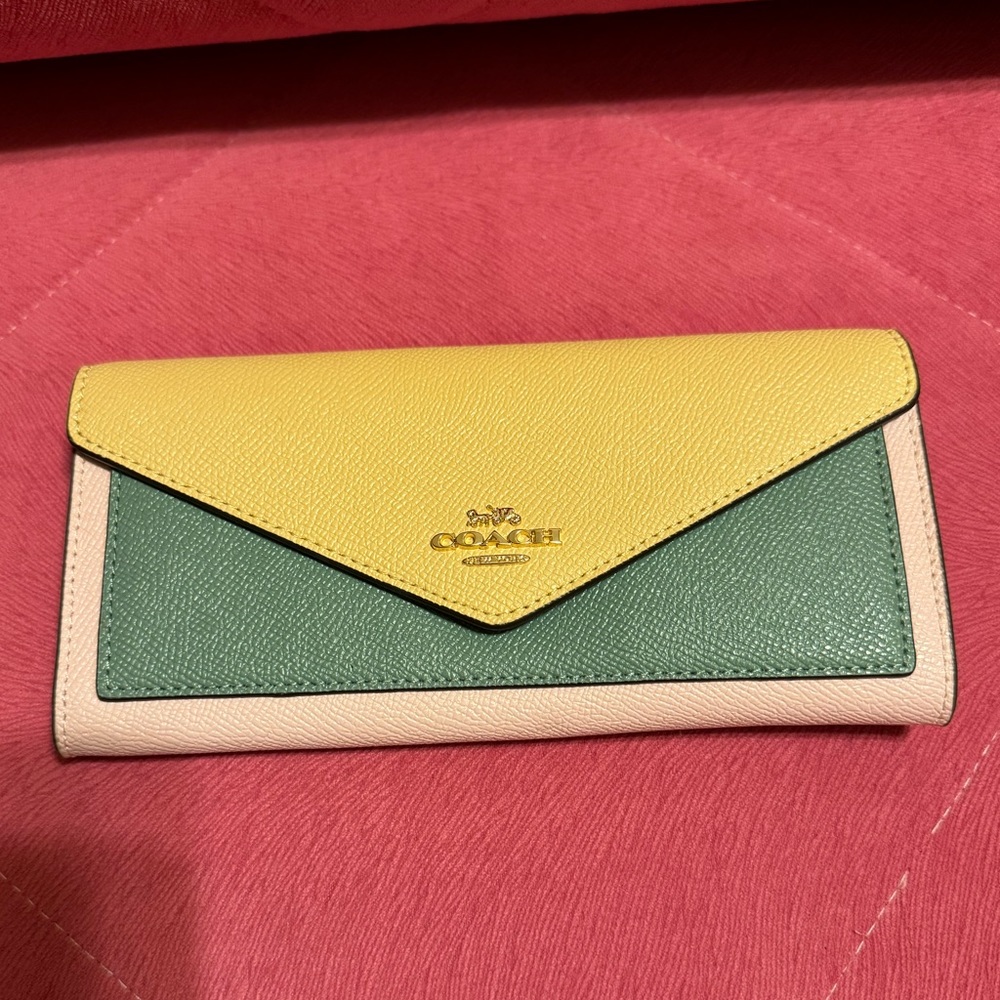 Slim Envelope Wallet With Chain In Colorblock - Picture 5 of 10